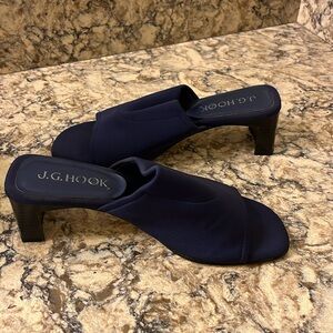 J.G Hook navy open toe heel size 7.5